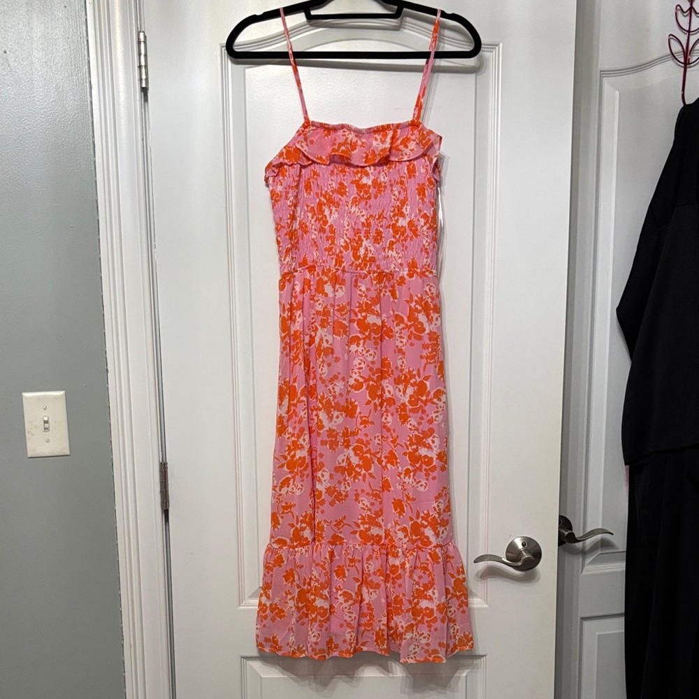 Sienna Sky Pink and Orange Floral Midi Dress